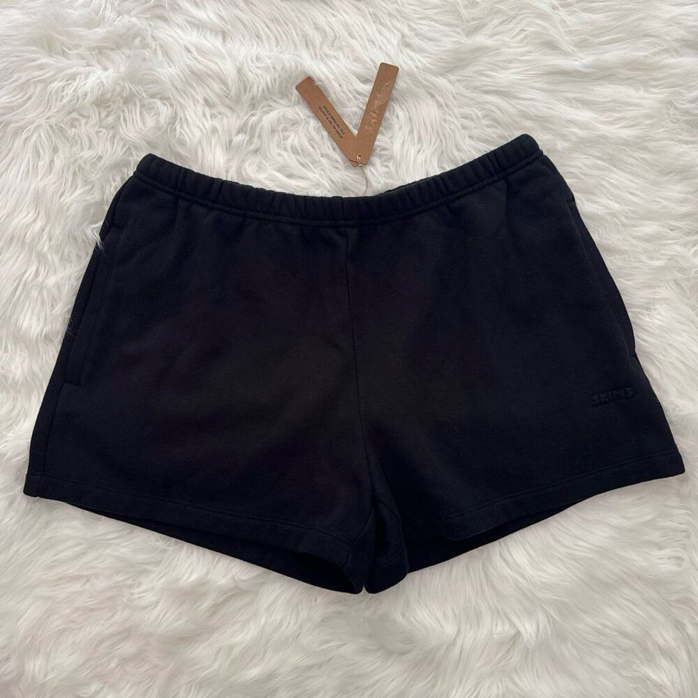 Skims Cotton Fleece Classic Short Onyx Size Medium